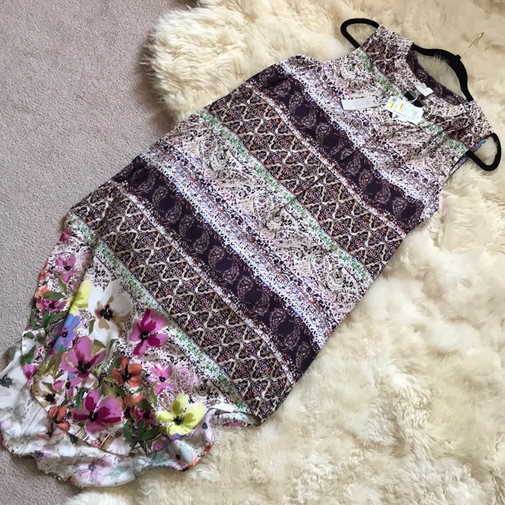 Cupio Colorful Multi-pattern Semi High Low Dress